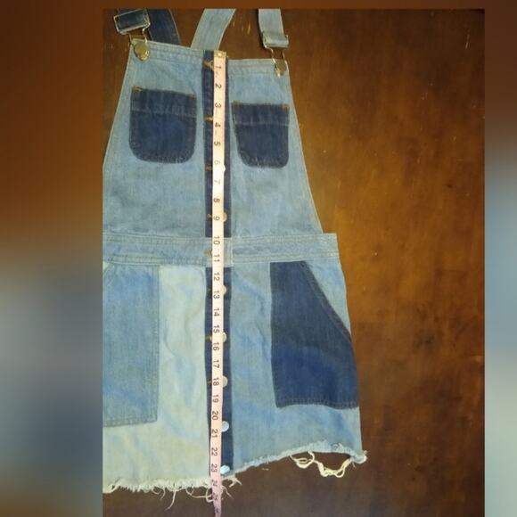 ASOS Denim Patchwork Mini Jumper Overall Dress Size 4 - Picture 13 of 15
